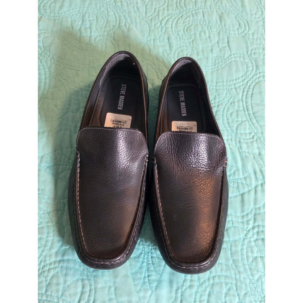Steve Madden Mens P-Dunes Black Leather Driving Loafers Shoes Size 11.5